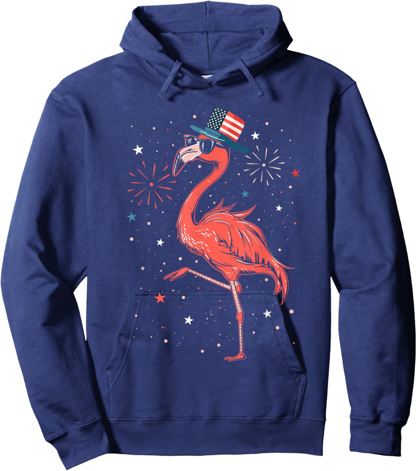 Patriotic American Flamingo Dancing USA Flag 4th Of July Hoodie - Hoodie | Navy
