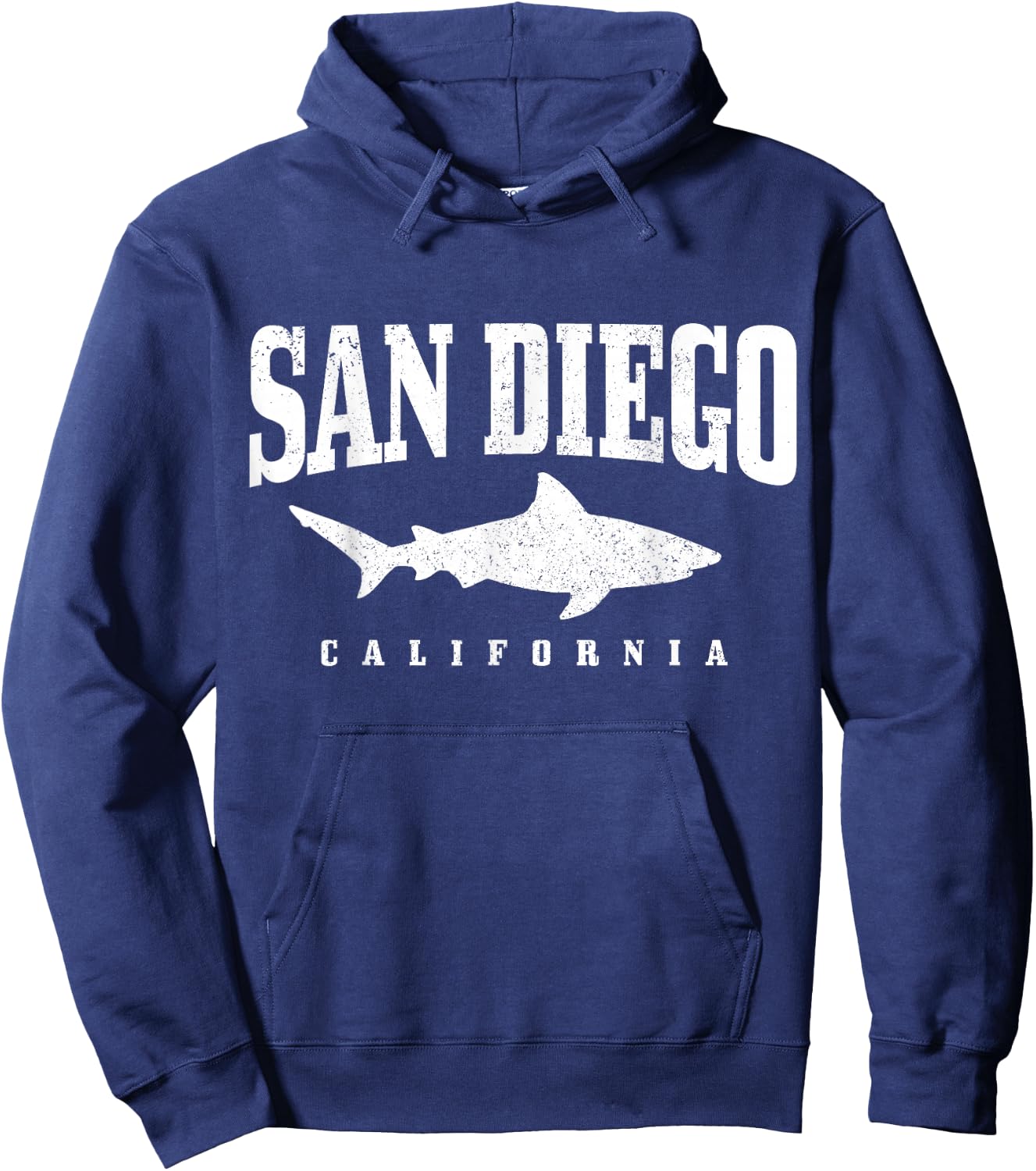 San Diego California Great White Shark Cage Diving Vintage Hoodie - Hoodie | Navy