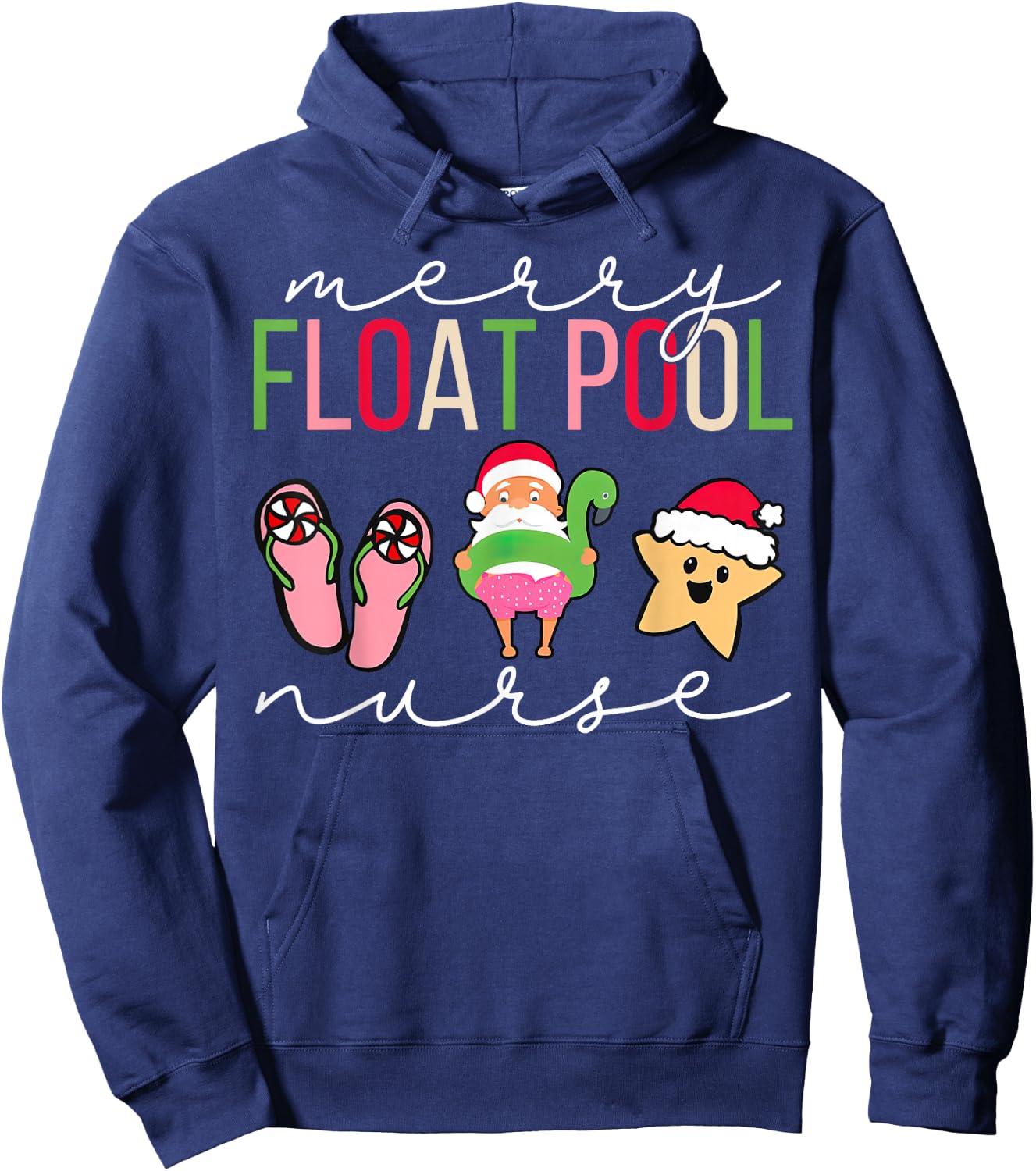 Float Pool Nurse Christmas ICU Med Surg Telemetry Holiday Hoodie - Hoodie | Navy