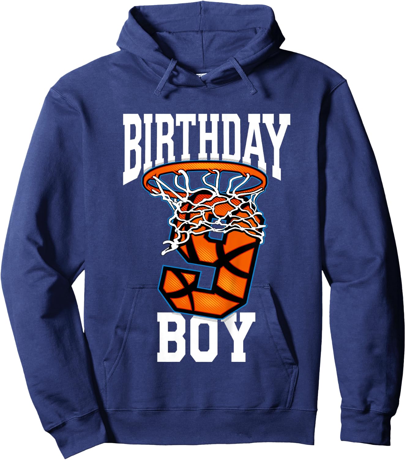 9 Year Old Birthday Shirt Boy Basketball 9th Bday Bball Hoodie - Hoodie | Navy