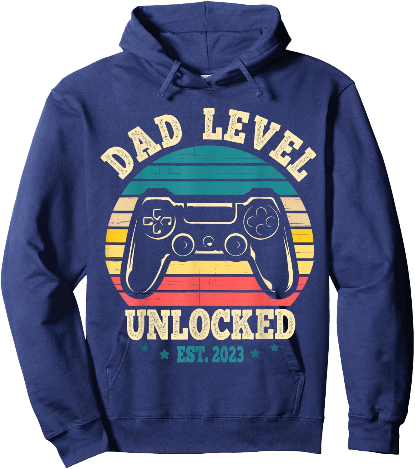 Dad Level Unlocked Est. 2023 New Daddy I Leveled Up To Dad Hoodie - Hoodie | Navy