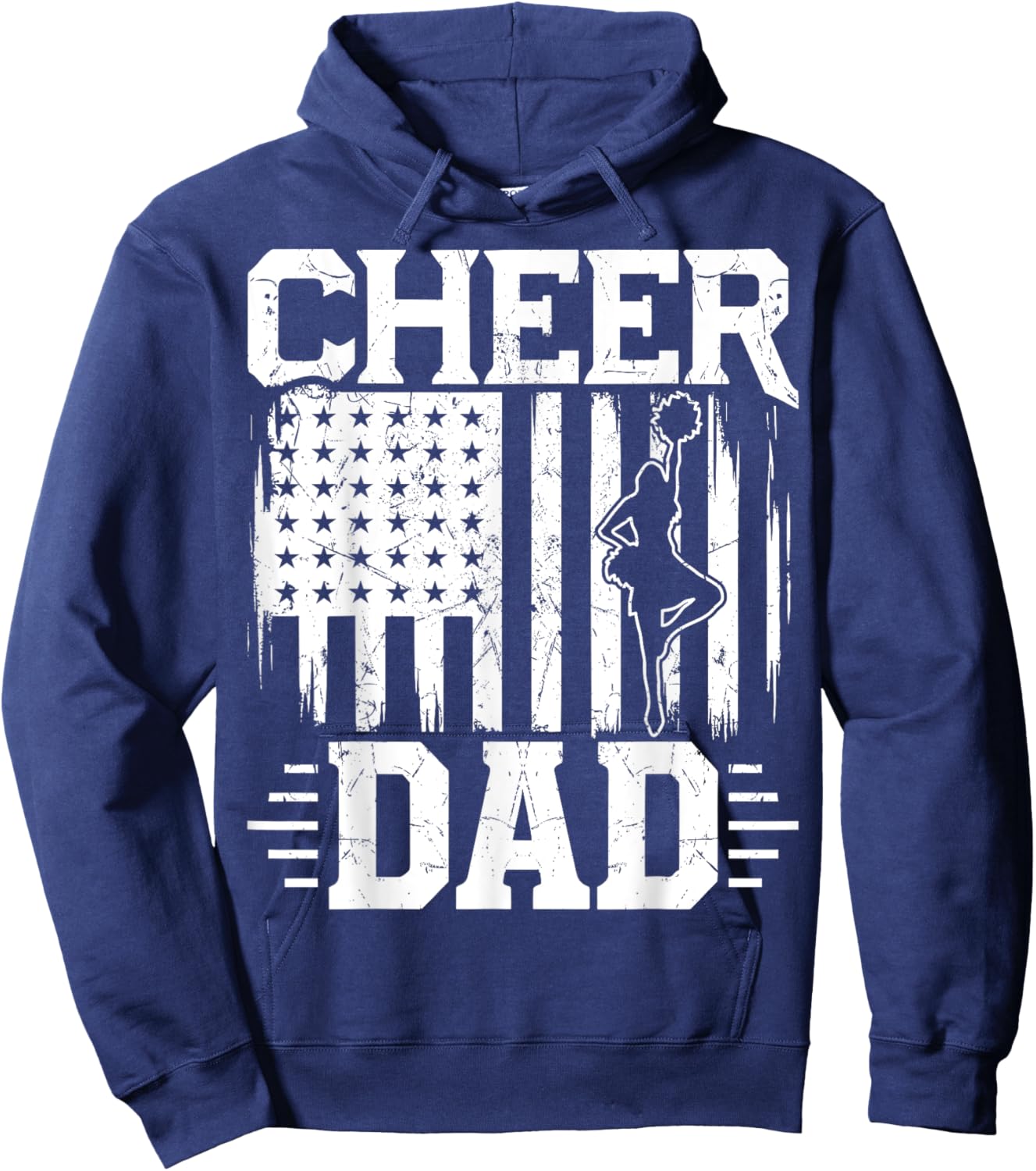 Cheer Dad - Cheerleading Dad USA Flag July 4th Cheerleader Hoodie - Hoodie | Navy