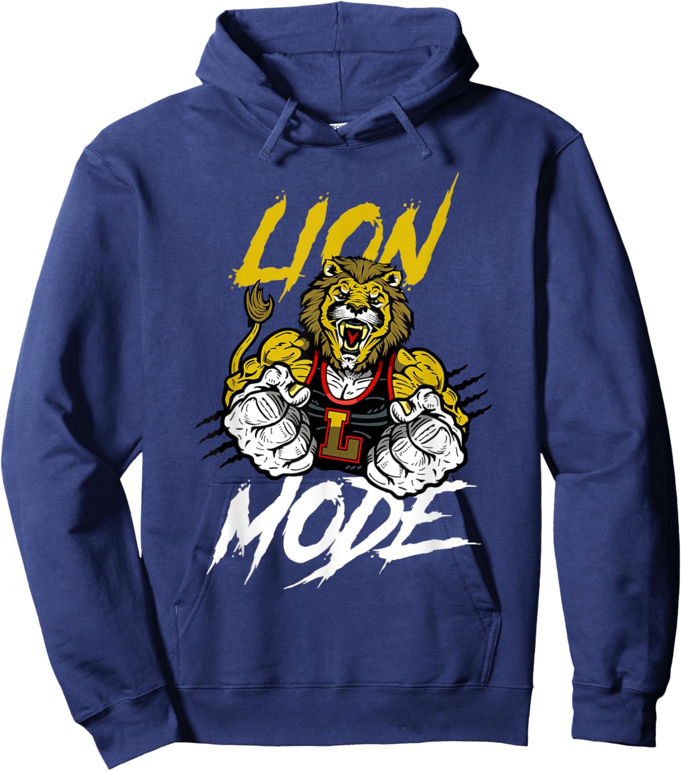 Lion Mode Big Biceps Strong Lion Weightlifting Gym Workout Hoodie - Hoodie | Navy