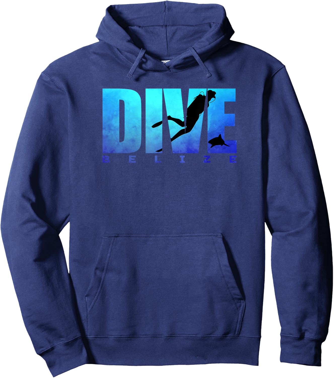 DIVE BELIZE Scuba Diver Shark Diving Snorkeling Caribbean Hoodie - Hoodie | Navy