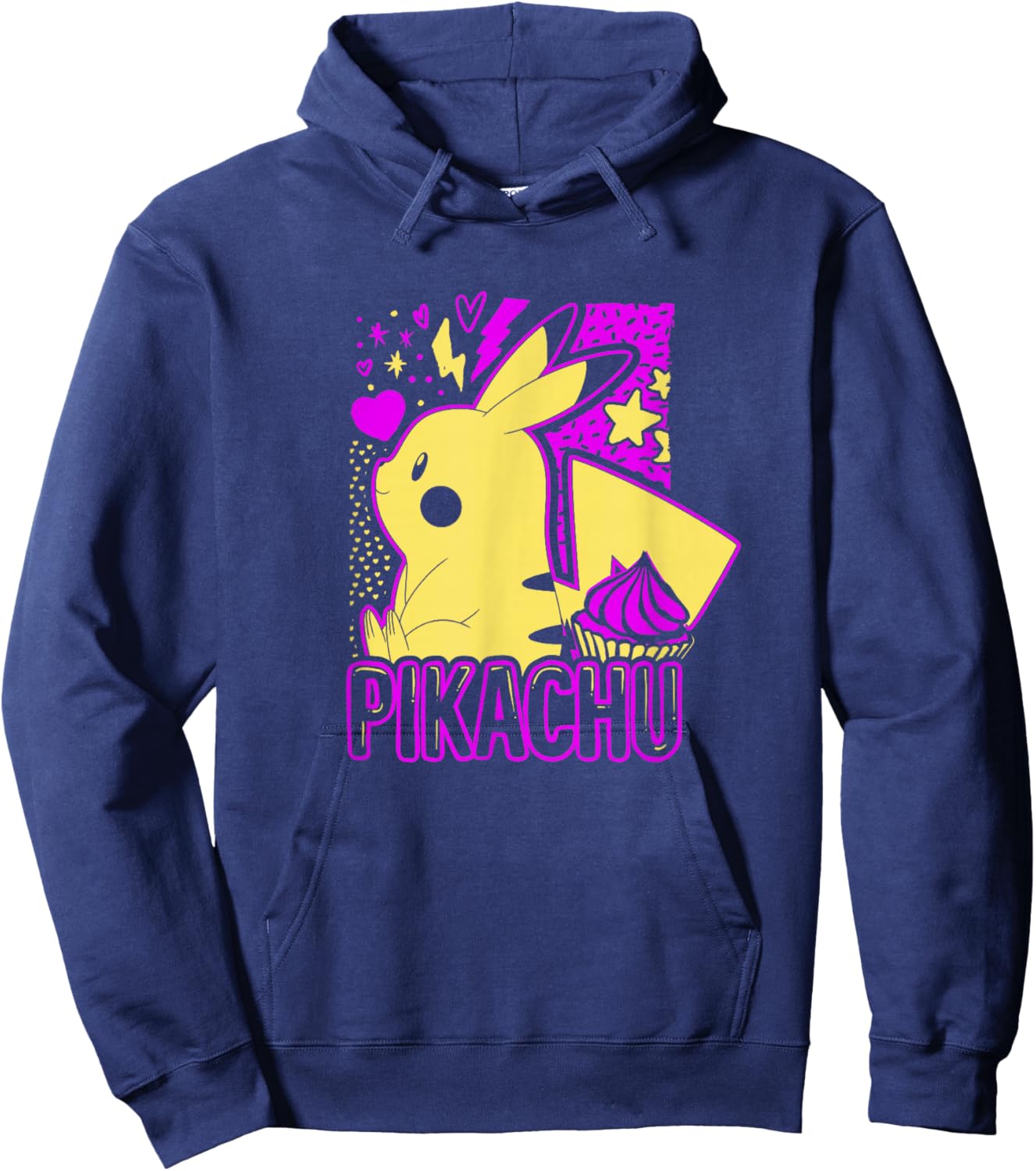 Pokémon Pikachu Cute Neon 025 Lightning Pocket Monster Hoodie - Hoodie | Navy
