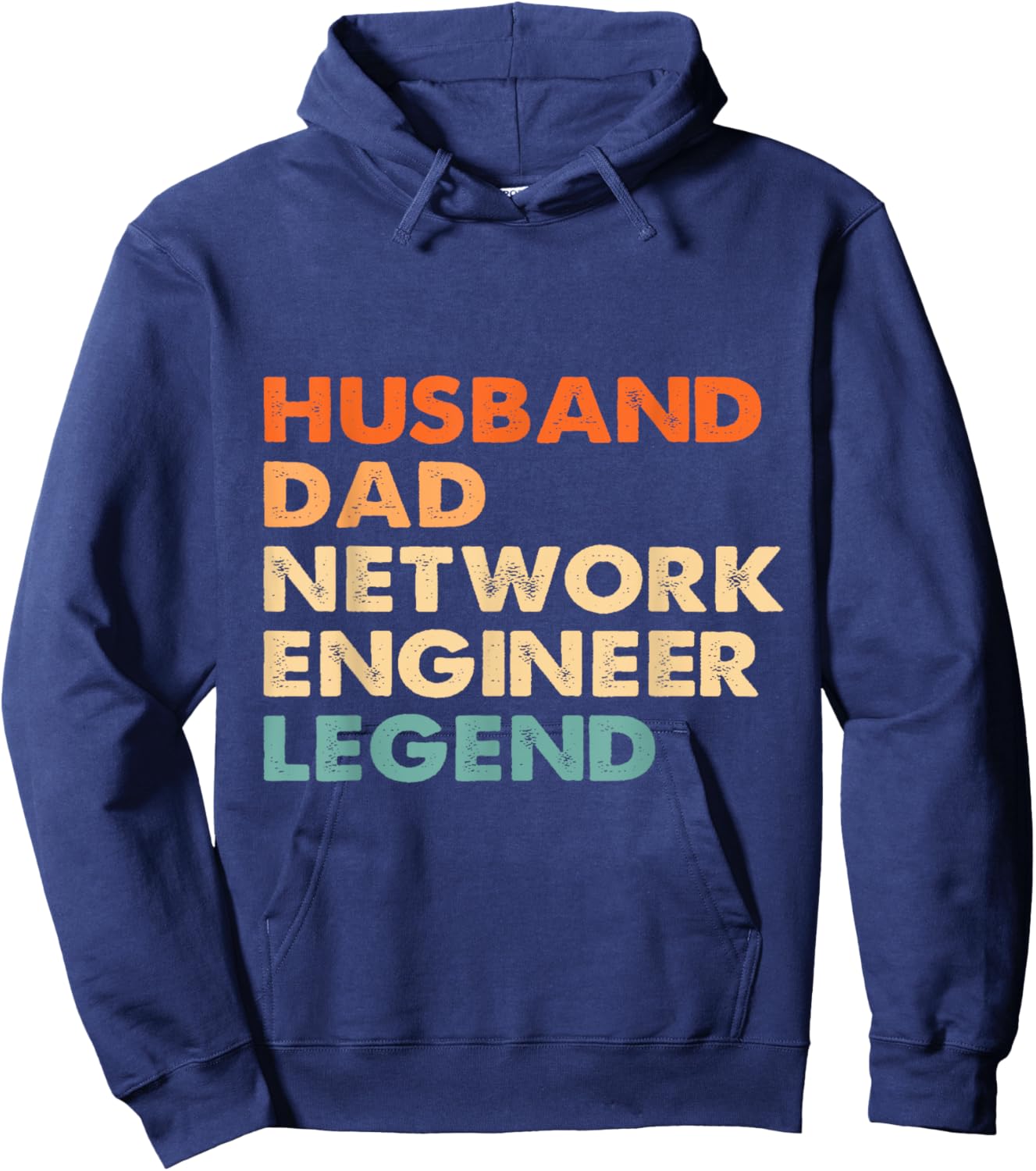 Husband Dad Network Engineer Legend Developer Retro Style Hoodie - Hoodie | Navy