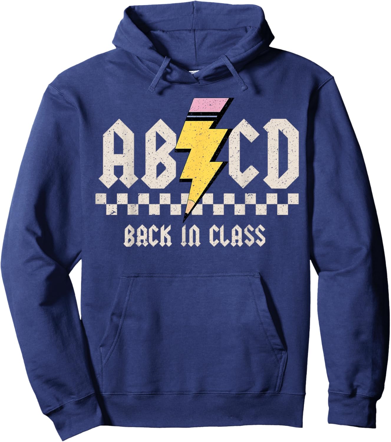 Boys Girls Teachers Rock Back To School ABCD Back In Class Hoodie - Hoodie | Navy
