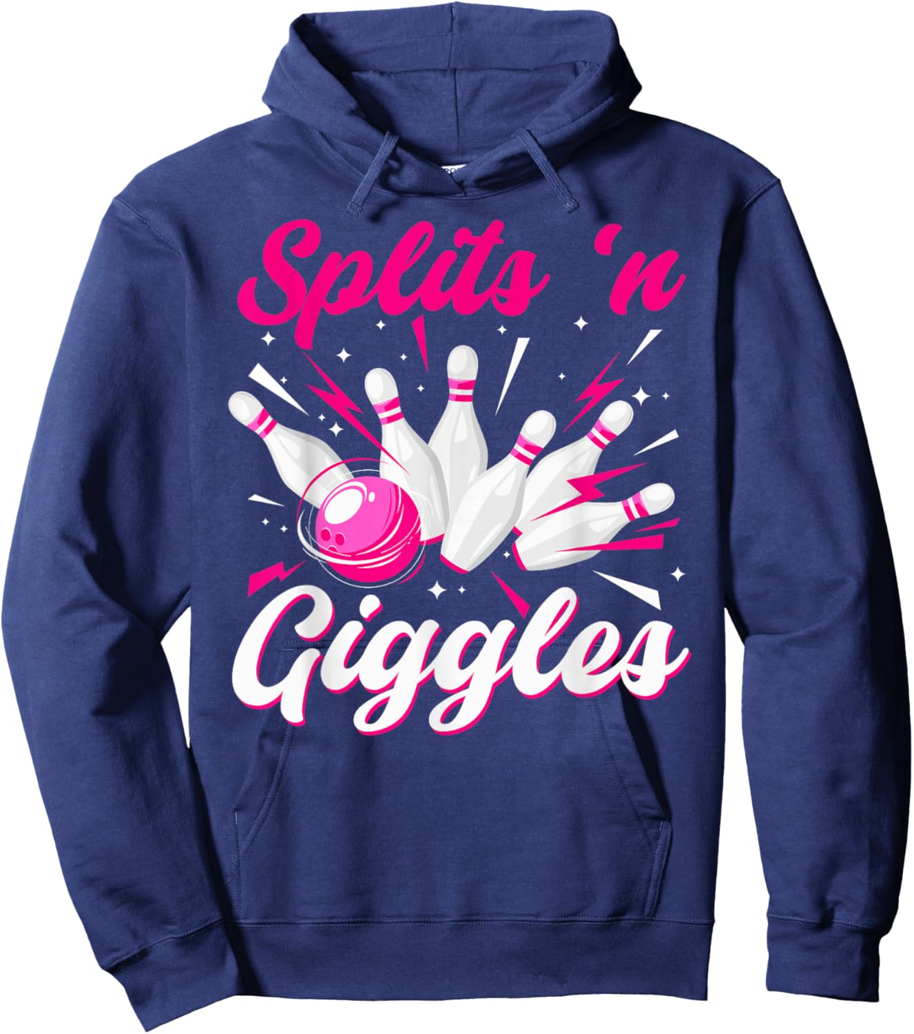 Funny Splits 'n Giggles Bowling Team Cute Bowler Women Girls Hoodie - Hoodie | Navy