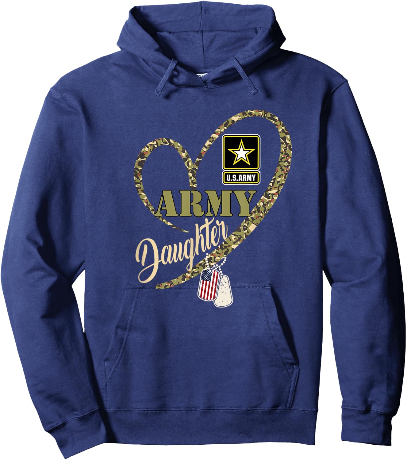Proud Army Daughter Clothing Funny Military Heart Camouflage Hoodie - Hoodie | Navy