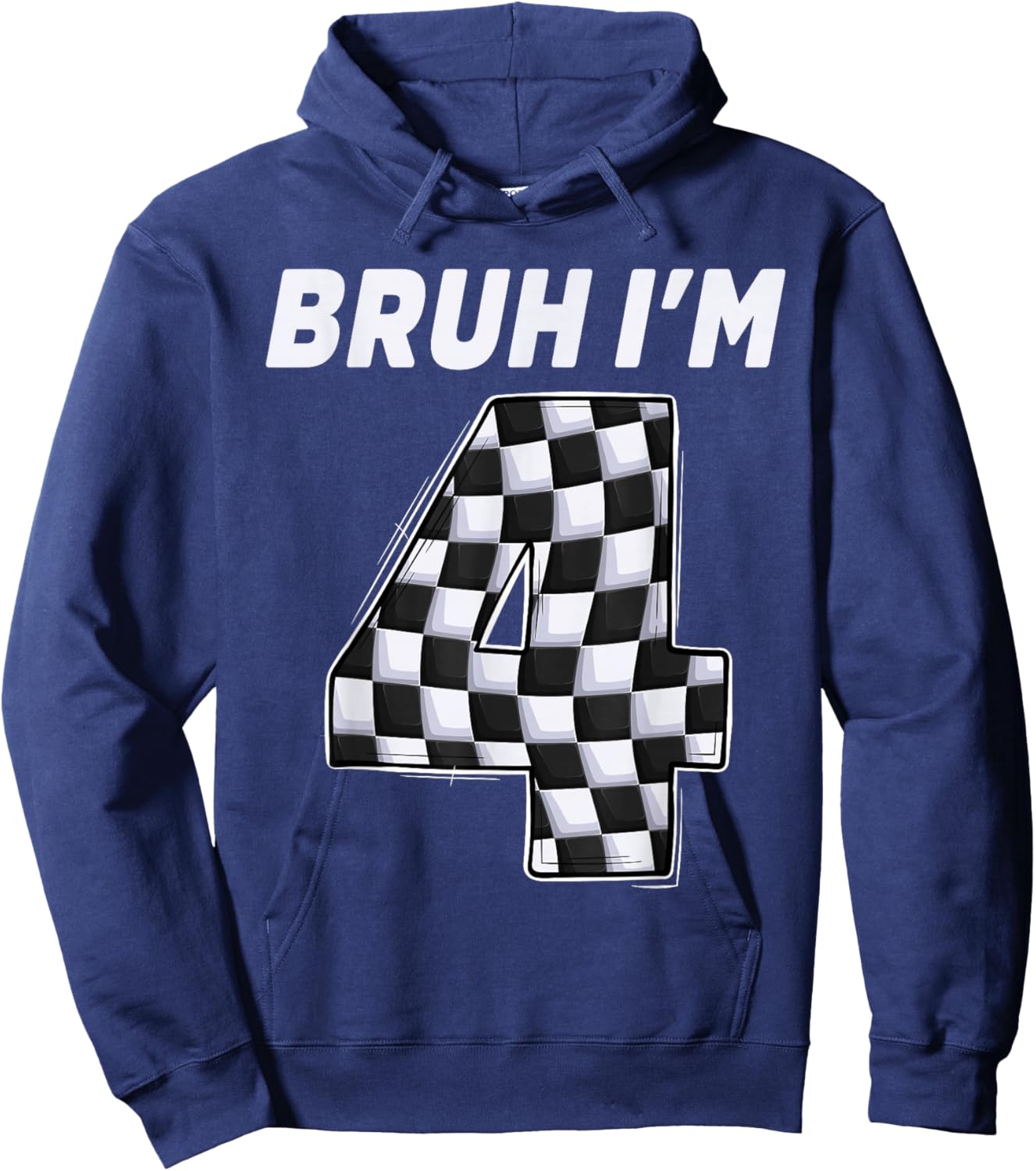 Bruh I'm 4 Year Old Boy Two car Racing 4th Birthday Race car Hoodie - Hoodie | Navy