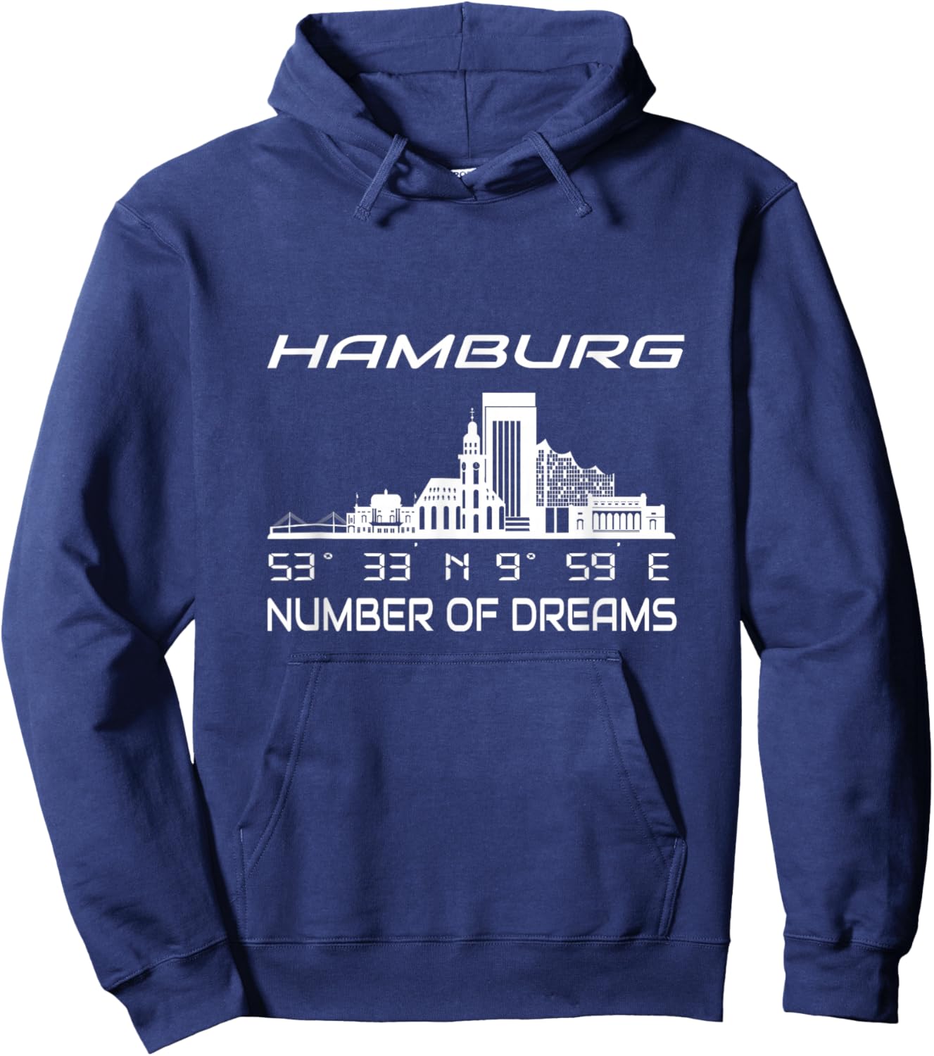 GPS Koordinaten Geographie Deutschland Heimat Stadt Hamburg Hoodie - Hoodie | Navy