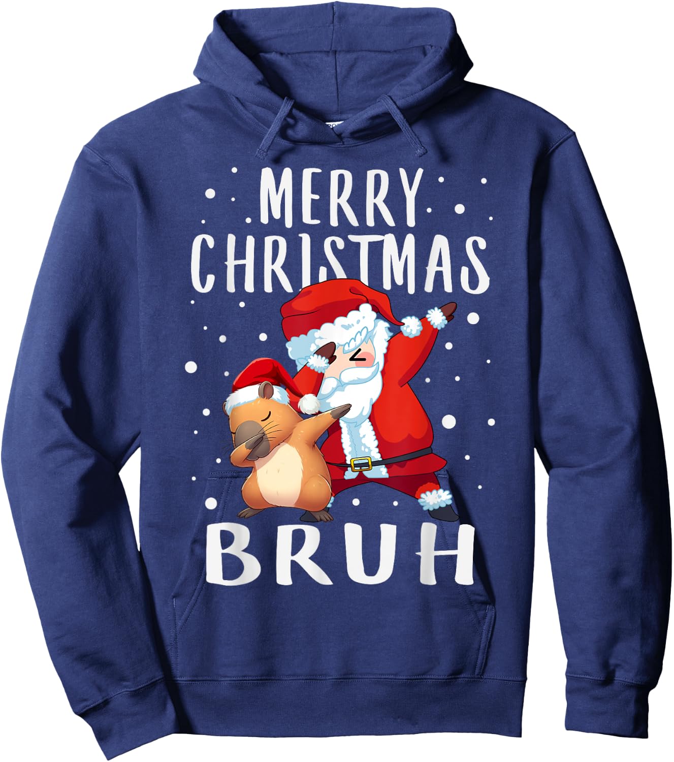 Dabbing Santa Claus Capy Merry Christmas Bruh Boy Girl Funny Hoodie - Hoodie | Navy