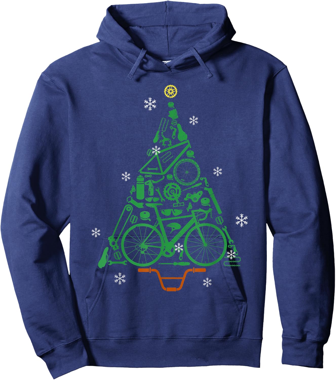 Road Bike Bicycle Funny Christmas Tree Cyclist Kids Adults Hoodie - Hoodie | Navy