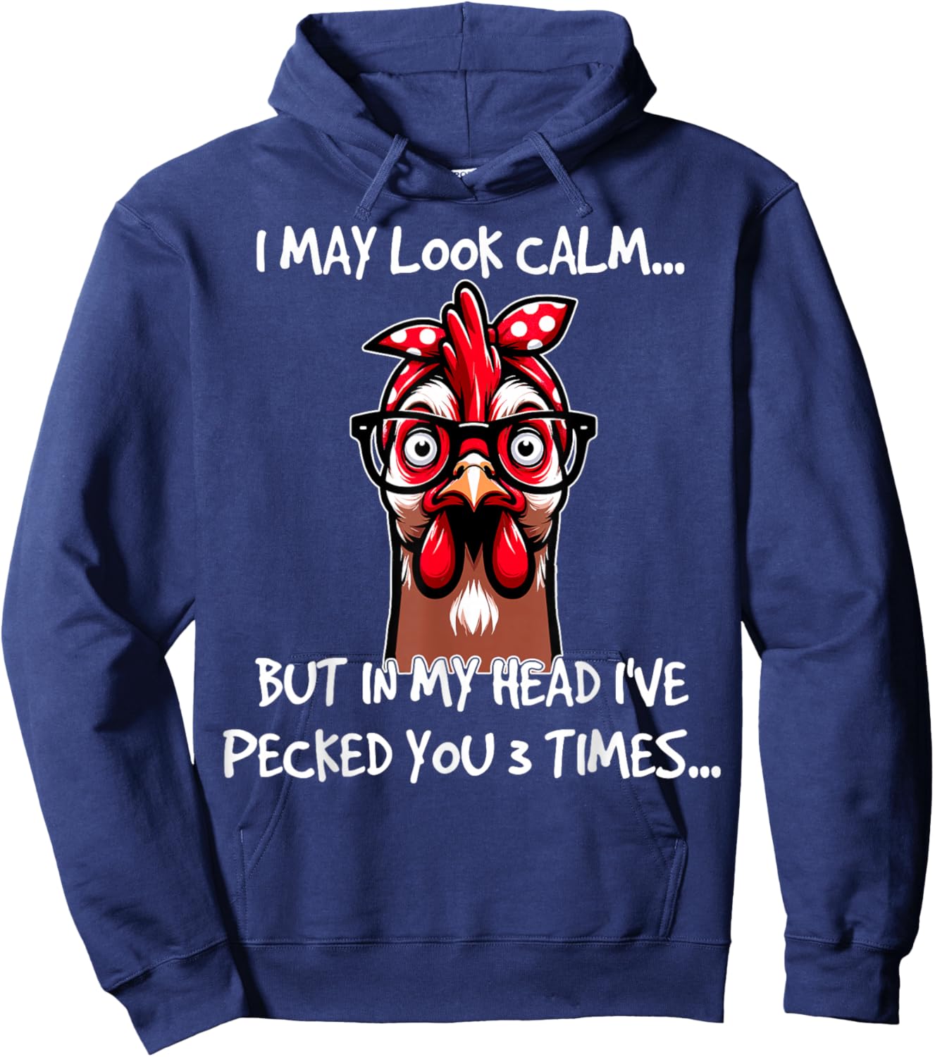 Chicken With Bandana Headband Glasses Funny Girls Hoodie - Hoodie | Navy