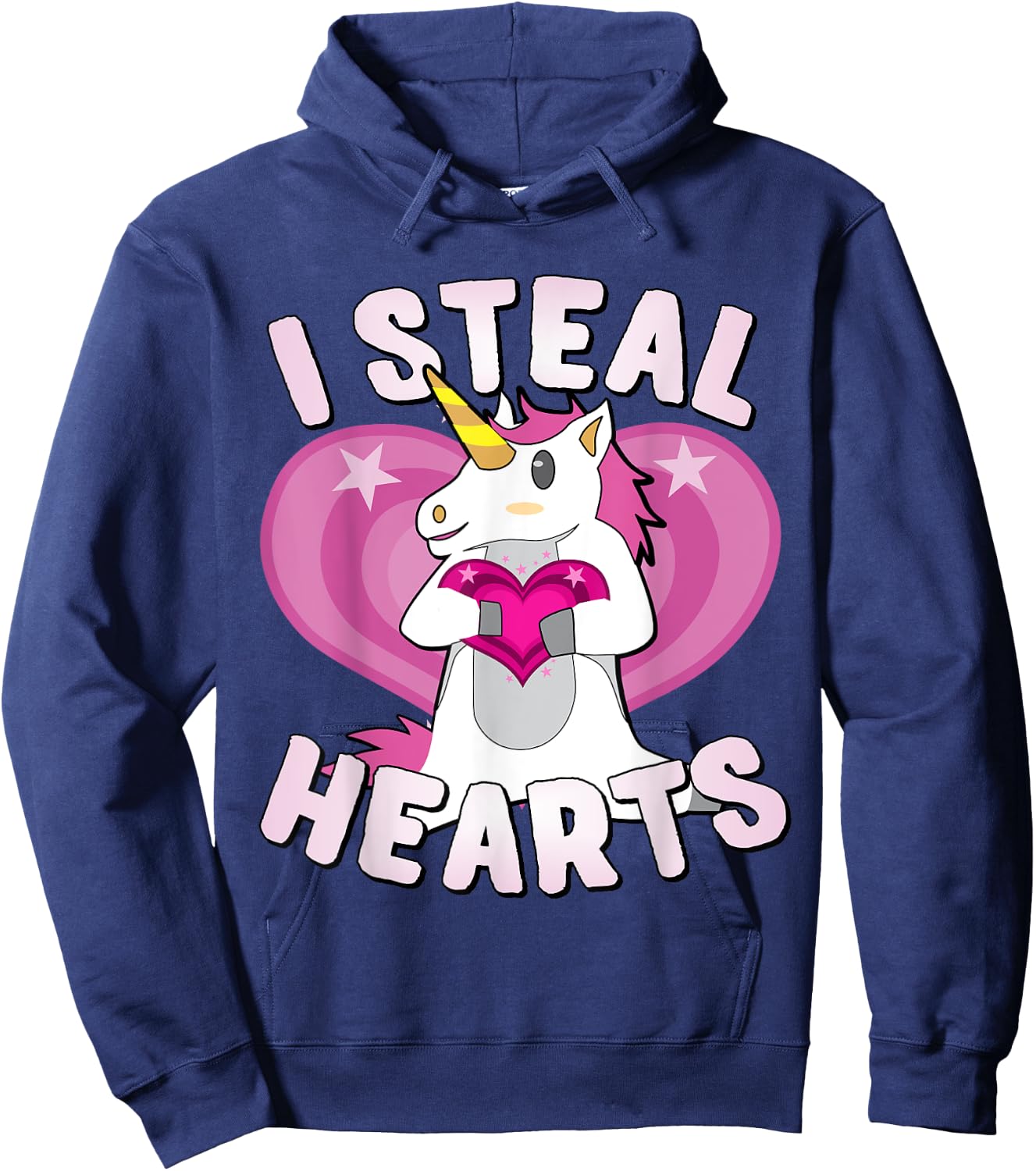 I Steal Hearts Unicorn Valentine's Day Hoodie - Hoodie | Navy