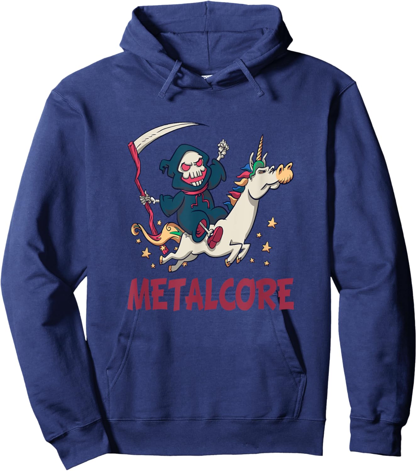 Funny Metalcore Reaper Unicorn Metalhead Hoodie - Hoodie | Navy