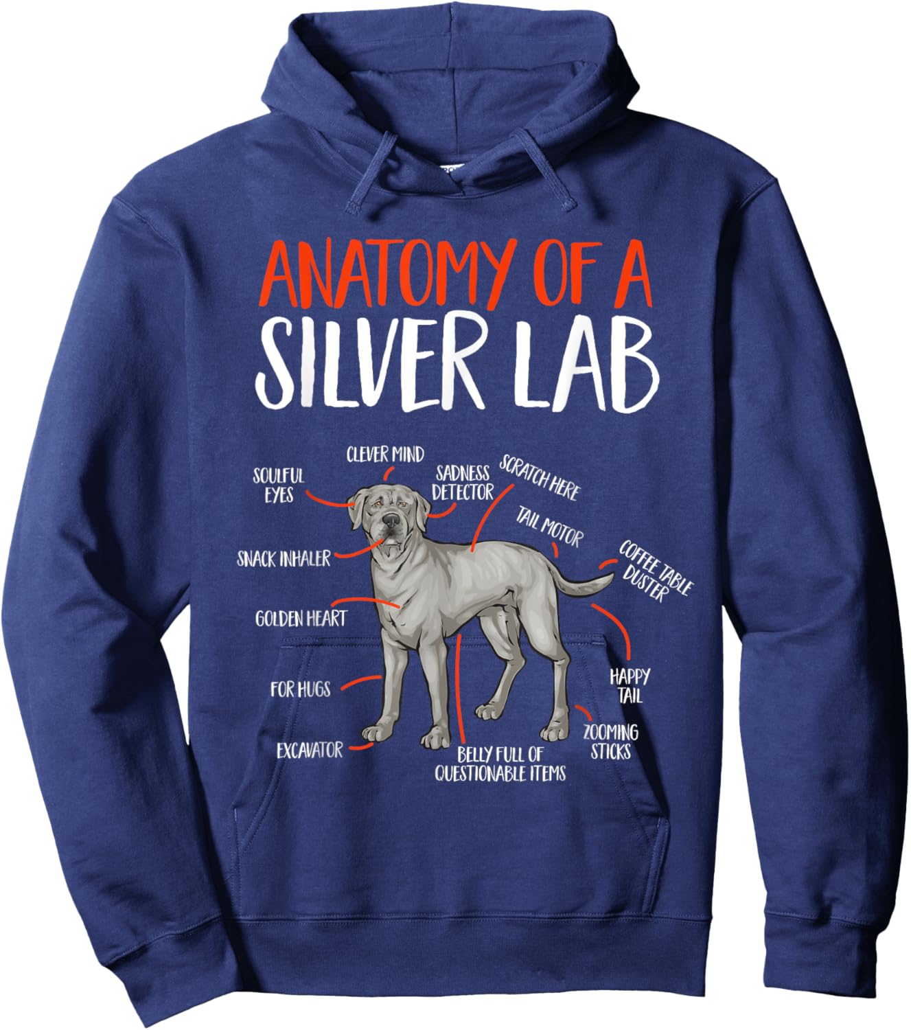 Silver Labrador Retriever Anatomy Of A Silver Lab Hoodie - Hoodie | Navy