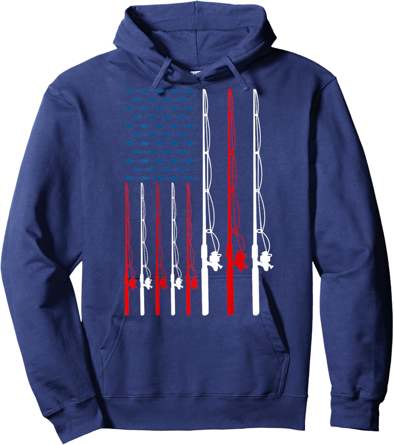 American Flag Fishing Rod Fishing Lover Funny Fisherman Hoodie - Hoodie | Navy