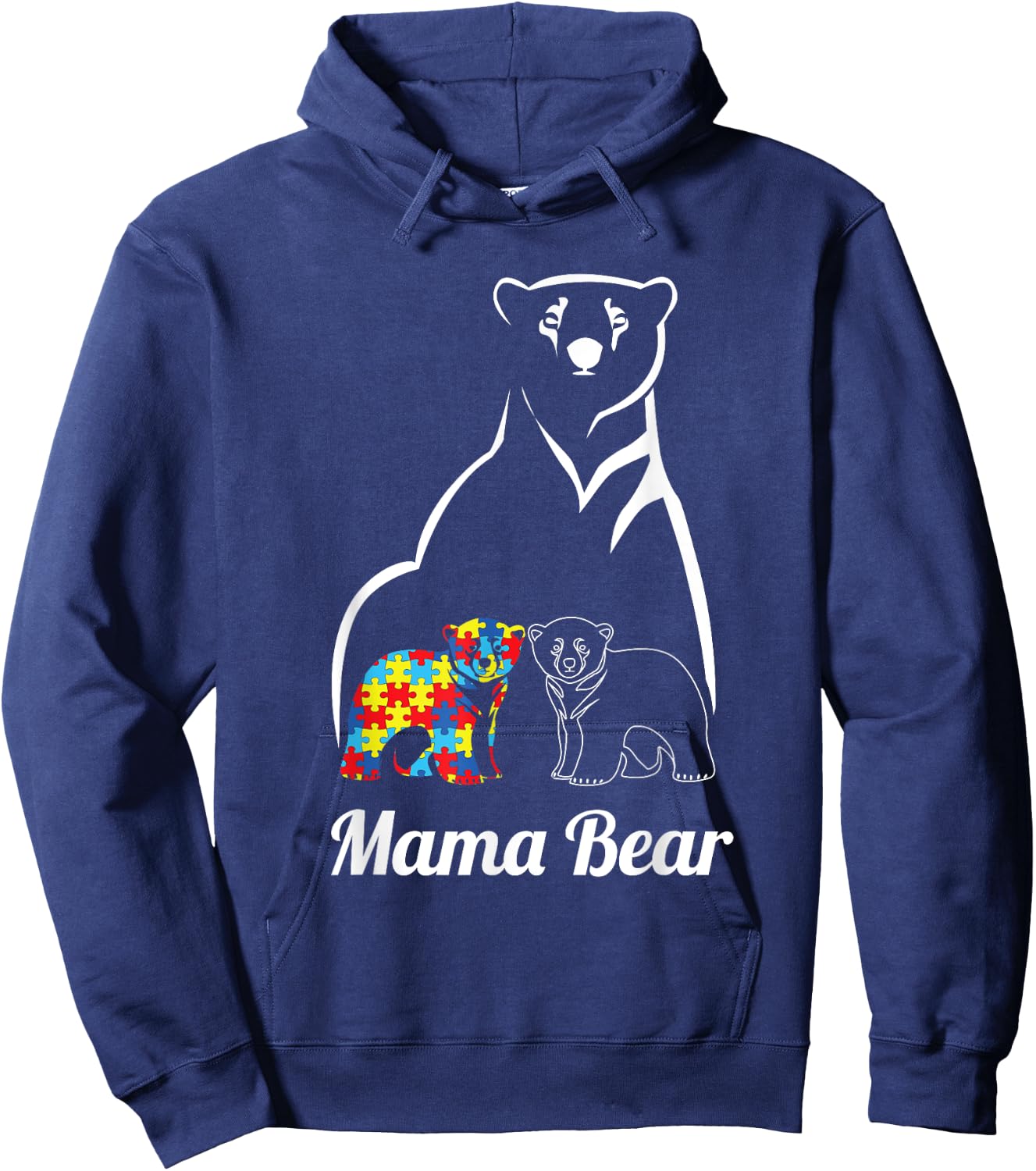 Autism Awareness Mama Bear Mom Autistic Child Hoodie - Hoodie | Navy