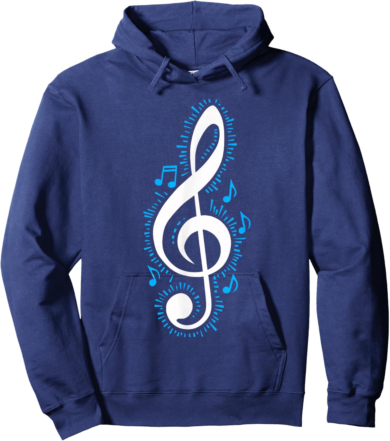 Treble Clef and Blue Music Notes Design for Music Love Hoodie - Hoodie | Navy
