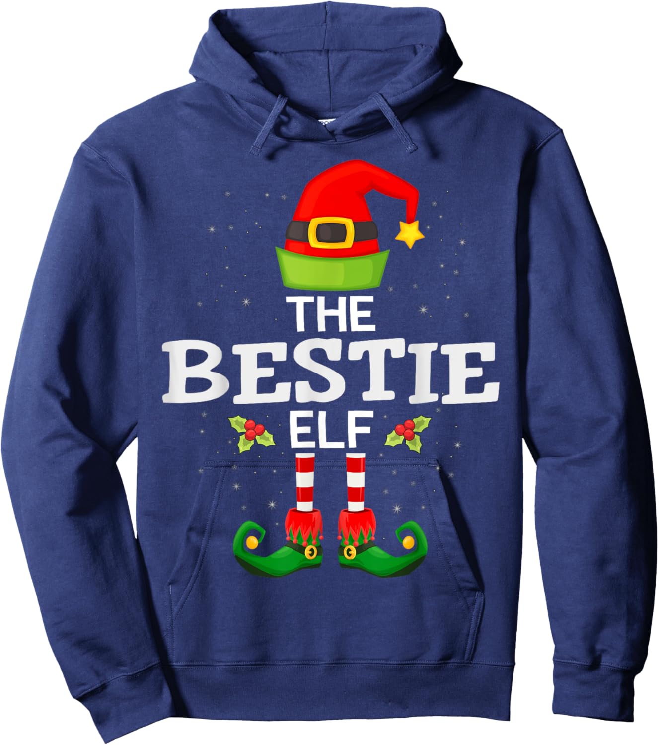 The Bestie Elf Christmas Family Matching Pajama Hoodie - Hoodie | Navy