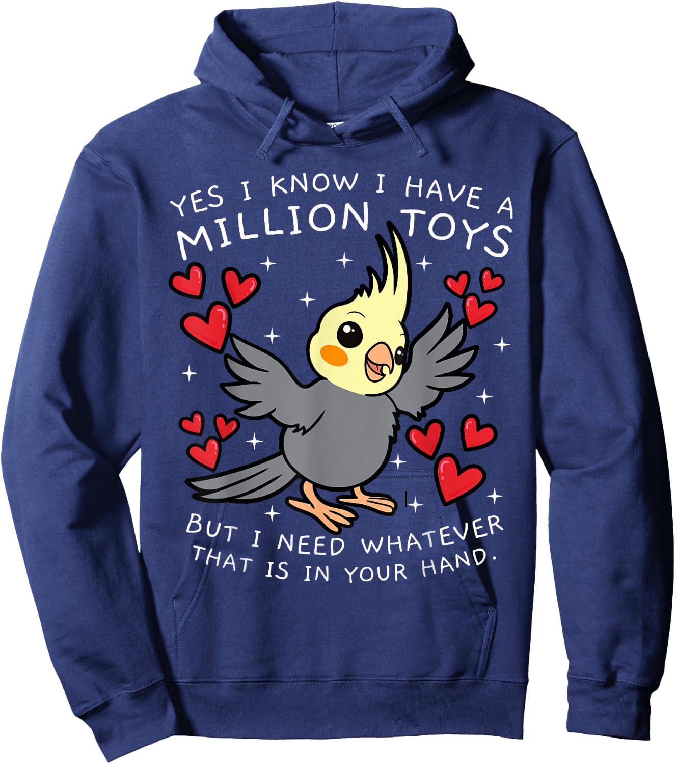 Cockatiel Cockatoo Lutino Parrot Weiro Bird Quarrion Tiel Hoodie - Hoodie | Navy