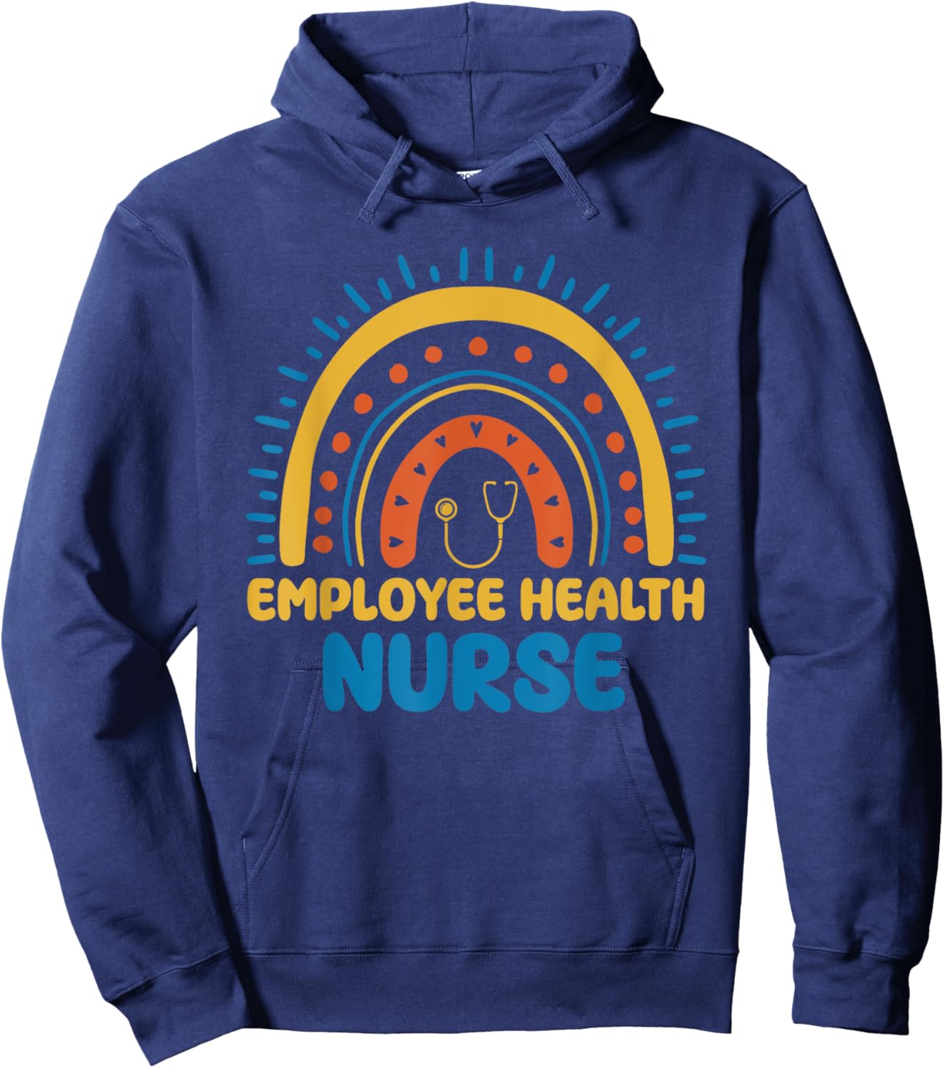Cute Employee Health Nurse Boho Rainbow Occupational Health Hoodie - Hoodie | Navy