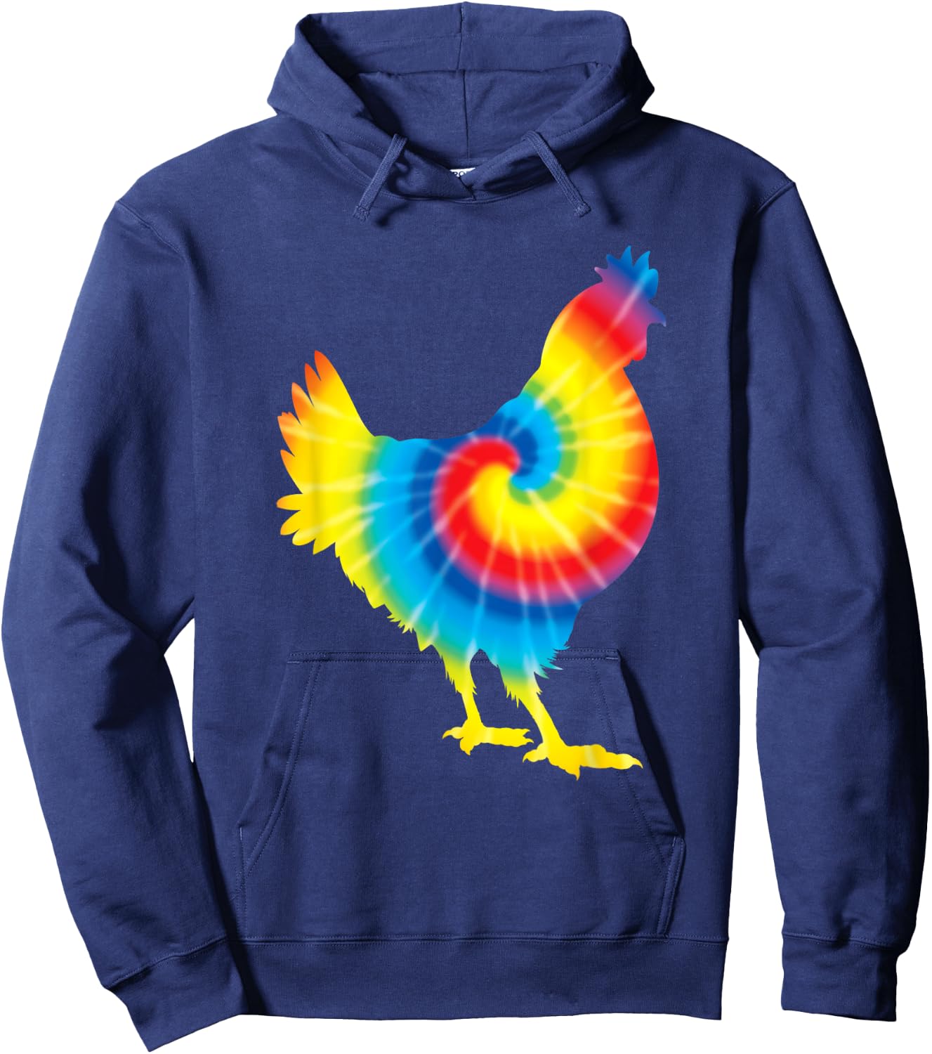Tie Dye Chicken Rainbow Print Hen Fowl Hippie Peace Gift Hoodie - Hoodie | Navy
