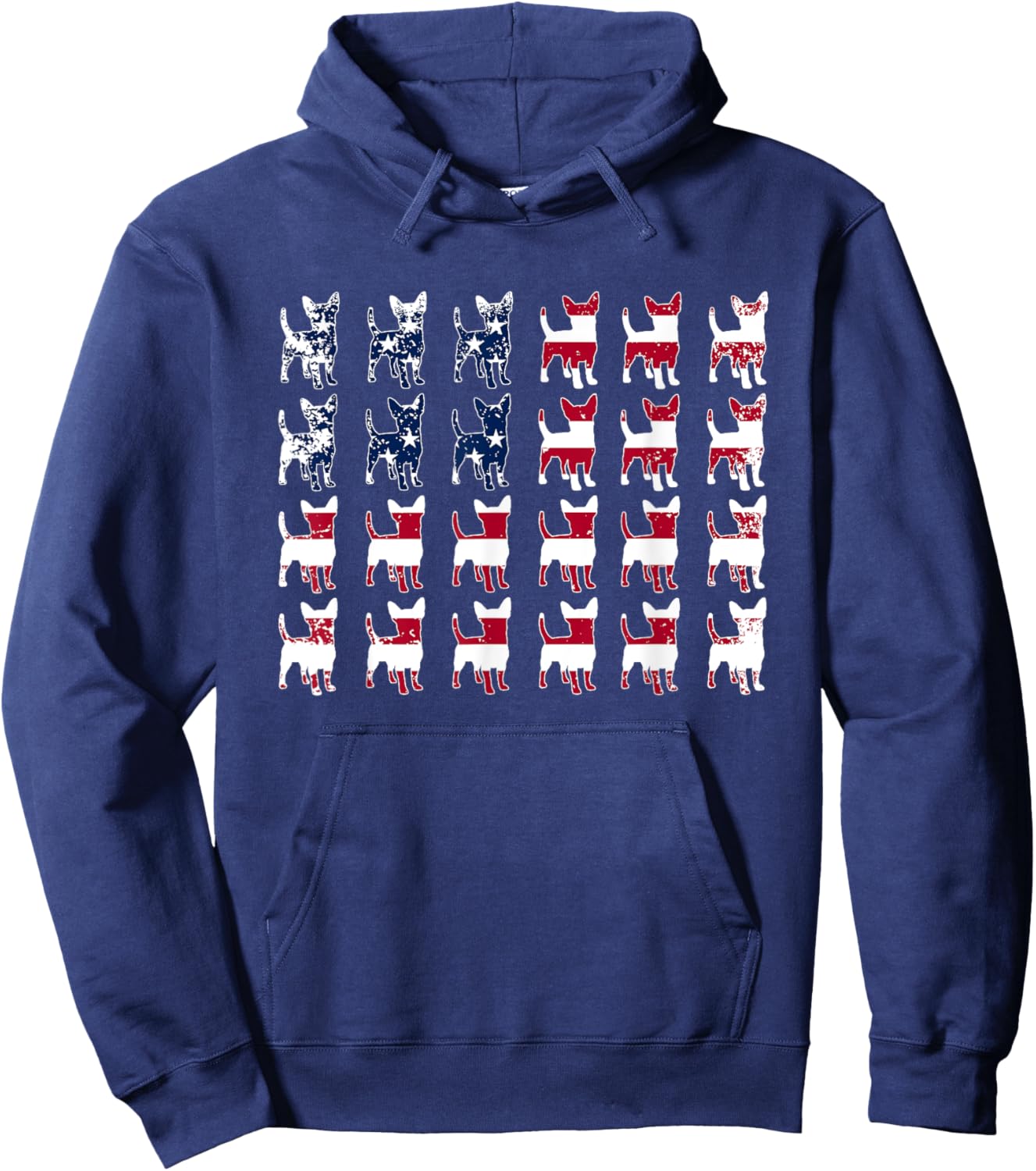 USA American Flag Chihuahua Lovers Fourth of July Patriotic Hoodie - Hoodie | Navy