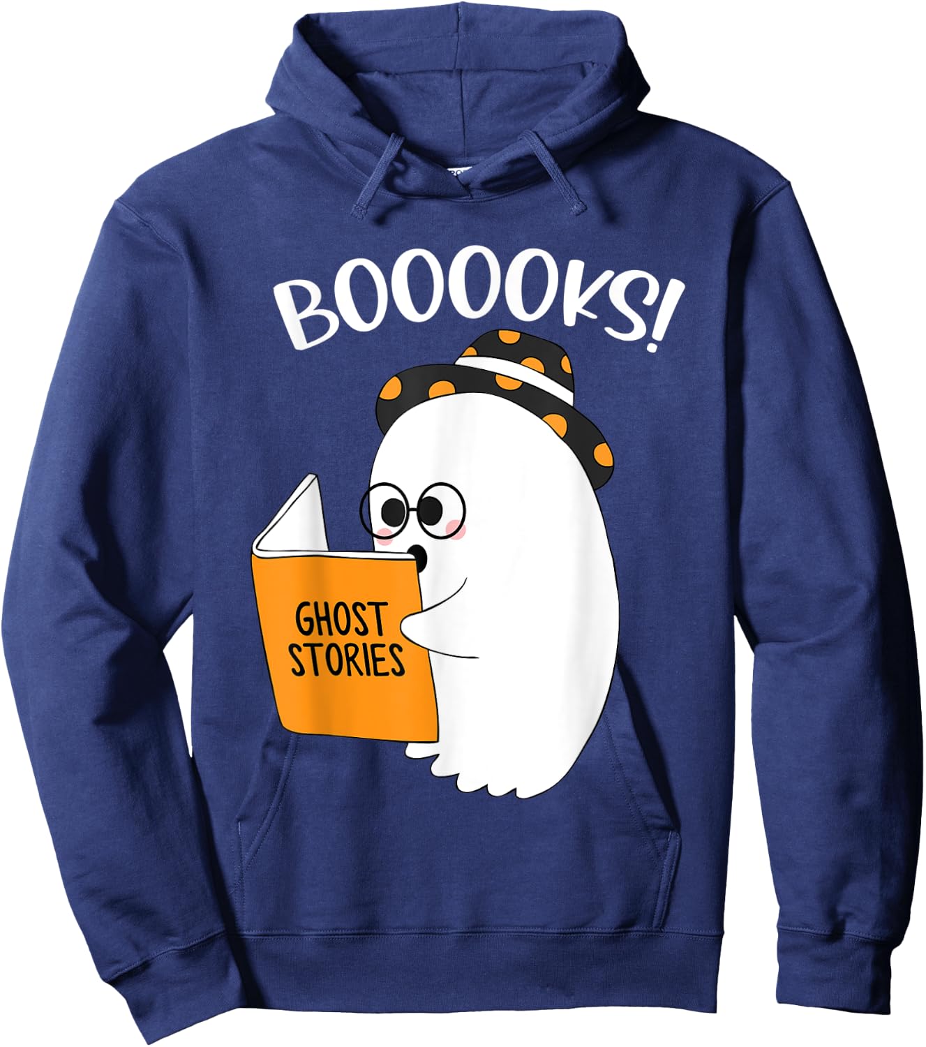 Booooks Funny Ghost Reading Books Halloween Teacher gift Women Hoodie - Hoodie | Navy