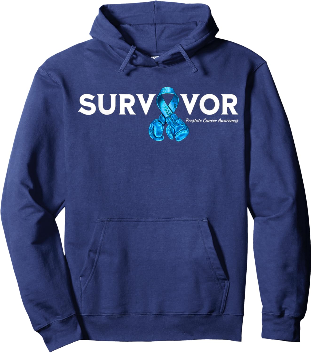 Family Prostate Cancer Awareness Light Blue Ribbon Survivor Hoodie - Hoodie | Navy