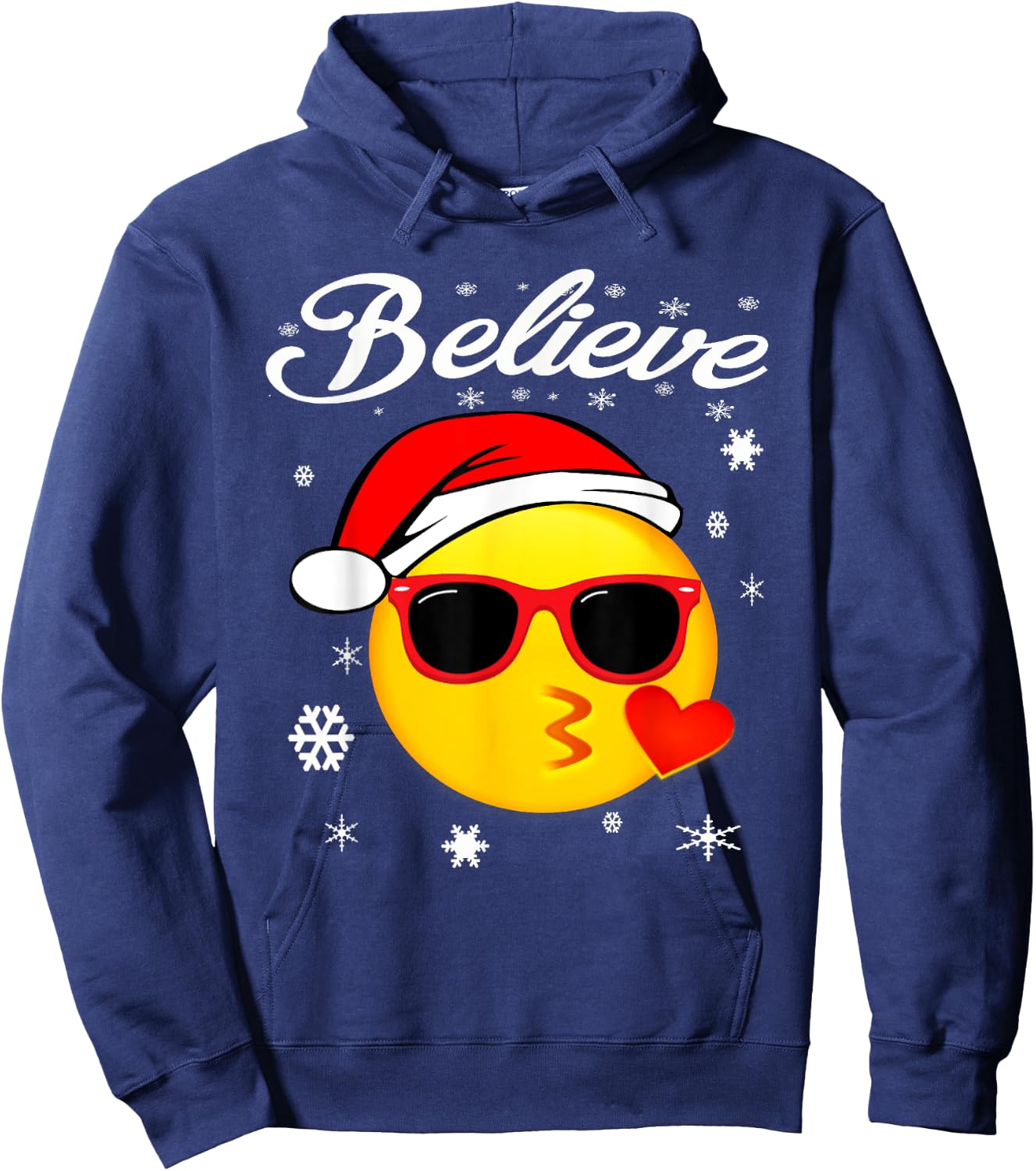 Christmas Believe Shirt Emoticon Hoodie - Hoodie | Navy