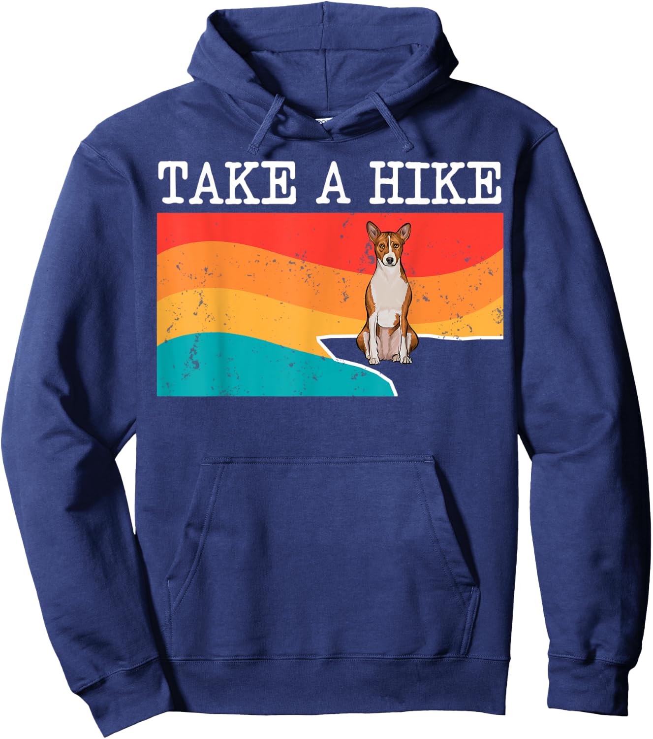 Funny Take A Hike Basenji Graphic Hiking Hoodie - Hoodie | Navy