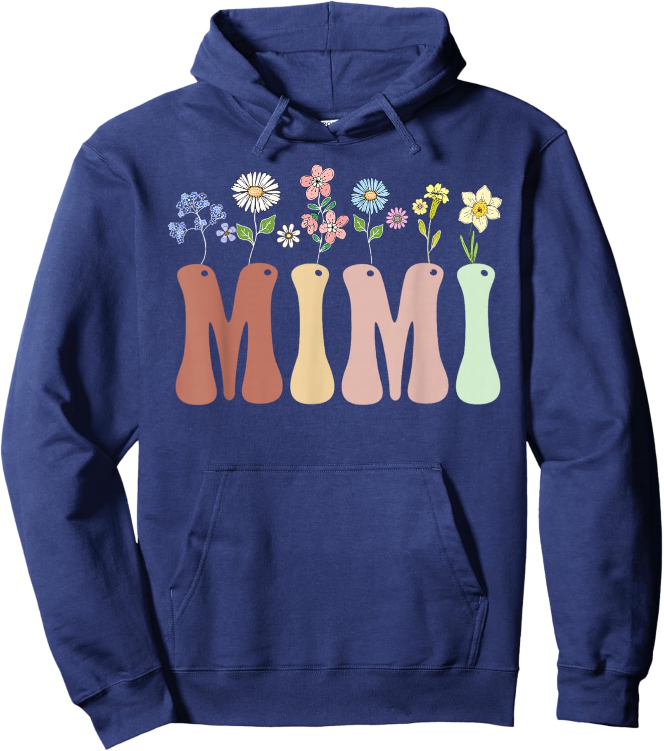 Mimi Gifts Women Wildflower Floral Design Mimi Hoodie - Hoodie | Navy