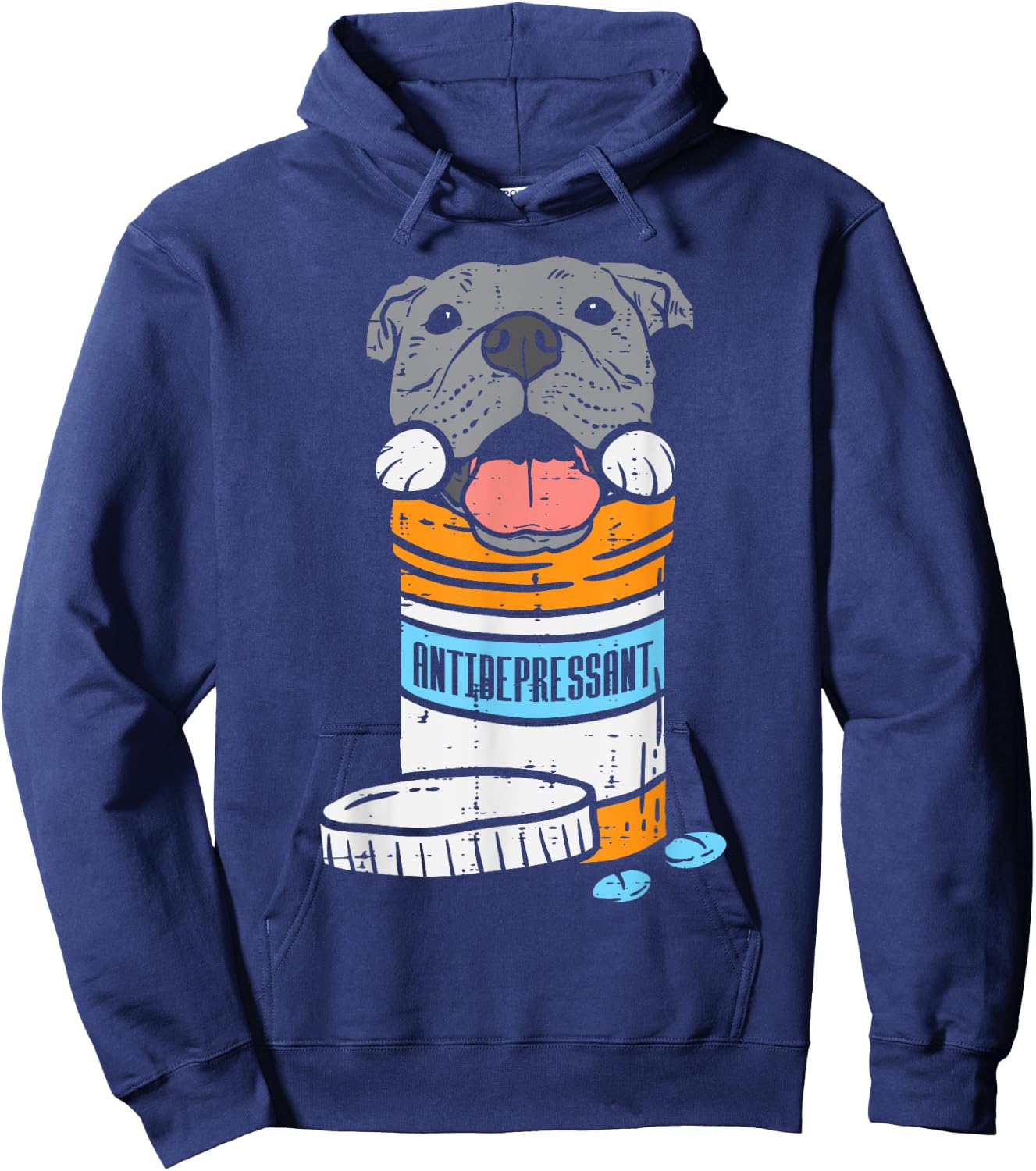 Antidepressant Pitbull Funny Pitties Dog Lover Owner Gift Men Women Girls Kids Hoodie - Hoodie | Navy