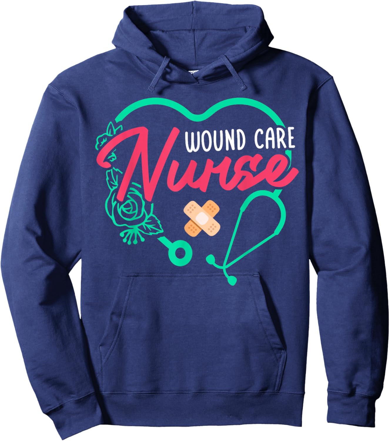 Wound Care Nurse Heart Stethoscope Hoodie - Hoodie | Navy