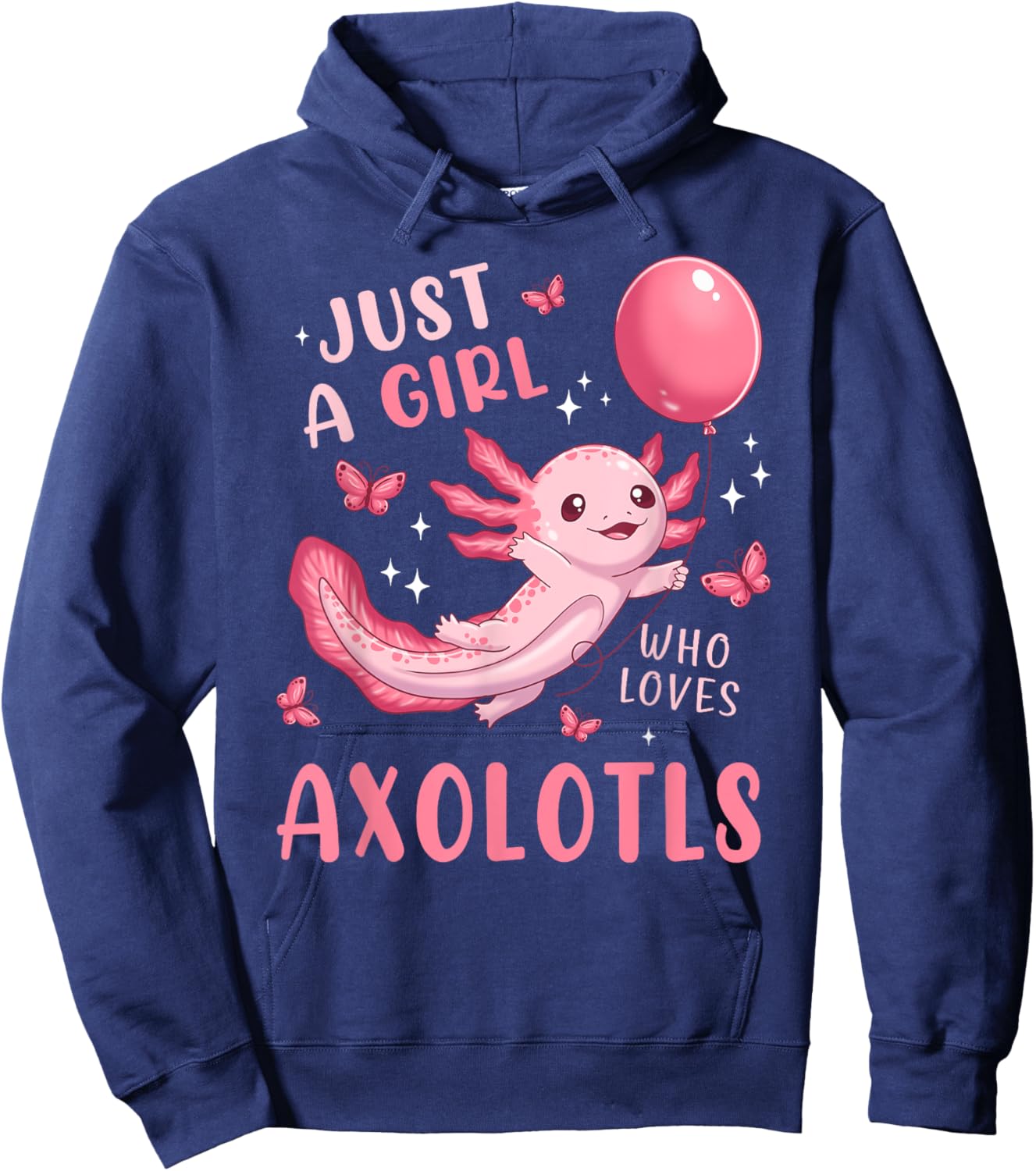 Axolotl Kawaii Cute Butterfly Anime Axolotl for Girls Kids Hoodie - Hoodie | Navy