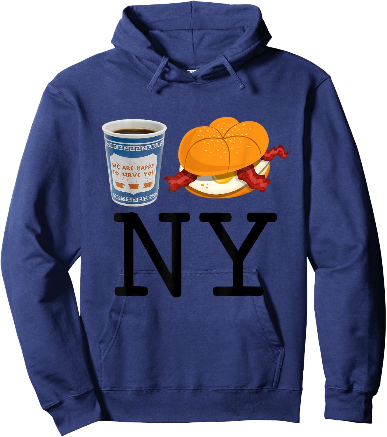Coffe And Hamburger Bacon Egg NY Retro Vintage Graphic Hoodie - Hoodie | Navy