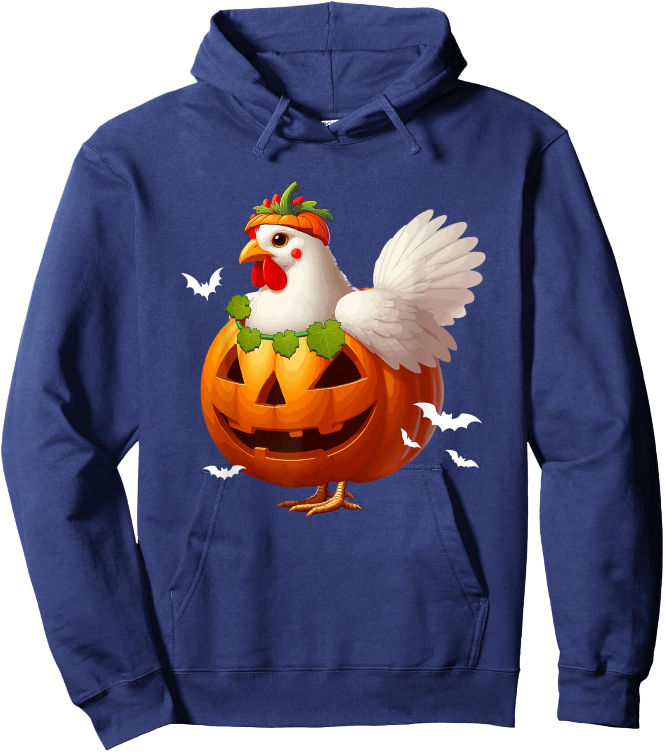 Chicken Cosplay Carved Pumpkin Halloween Costume Farmer Kids Hoodie - Hoodie | Navy