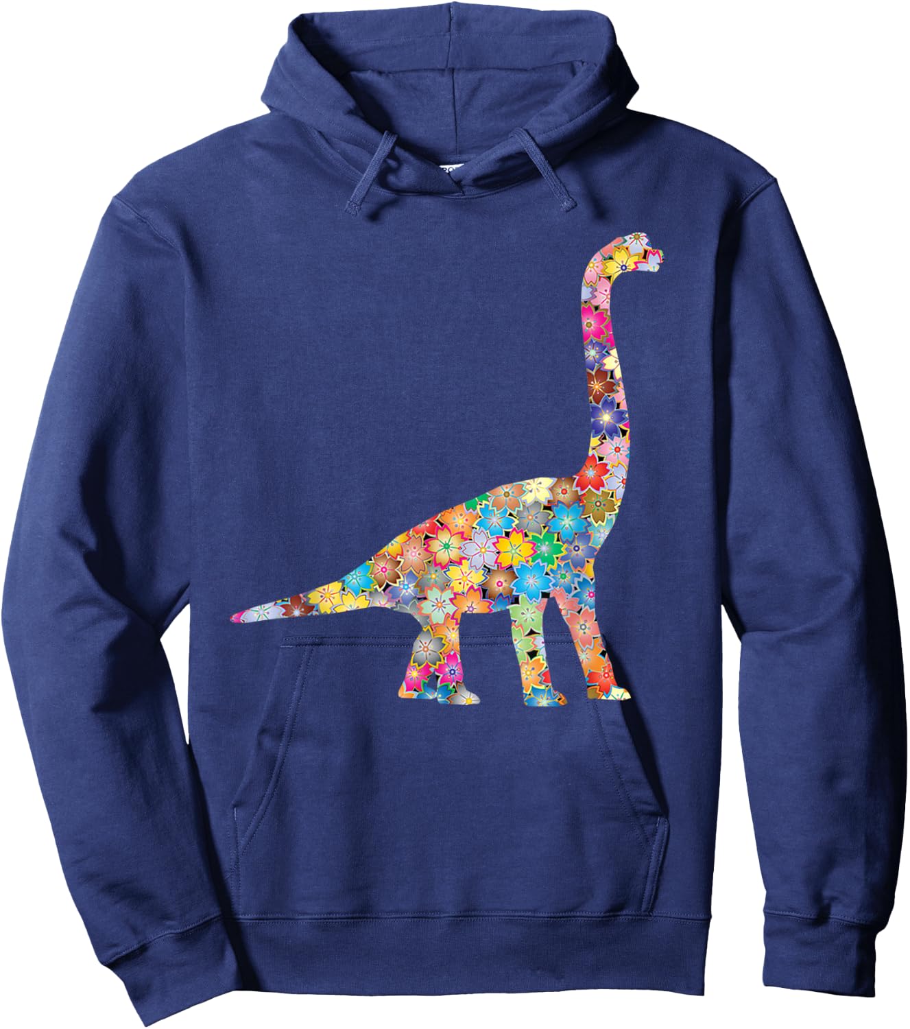 SunFrot T Rex Dinosaur, Flowers - -Adults/Kids, Black, Small, Short Sleeve, Cotton 100% Hoodie - Hoodie | Navy