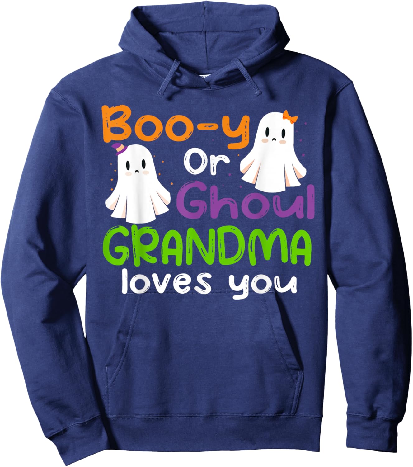 Halloween Booy Or Ghoul Grandma Gender Reveal baby shower Hoodie - Hoodie | Navy