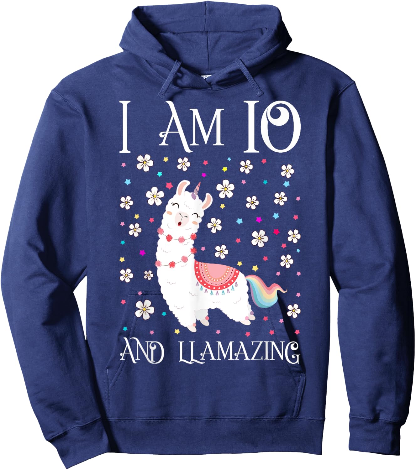 10 Years Old Girl Llama Gift 10th Birthday Llamazing Kids Hoodie - Hoodie | Navy