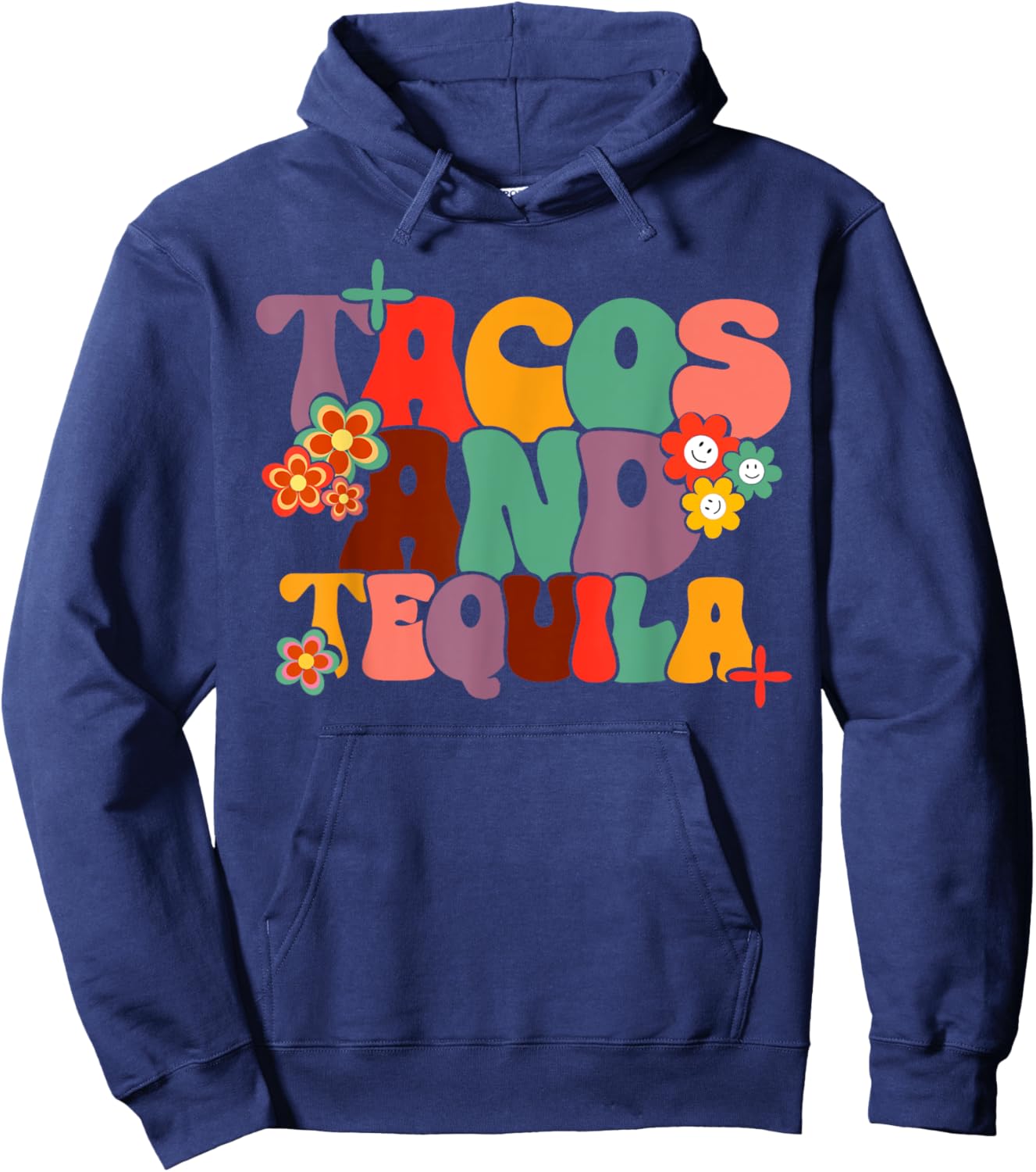 Tacos And Tequila Cinco De Mayo Groovy Mexican Drinking Hoodie - Hoodie | Navy