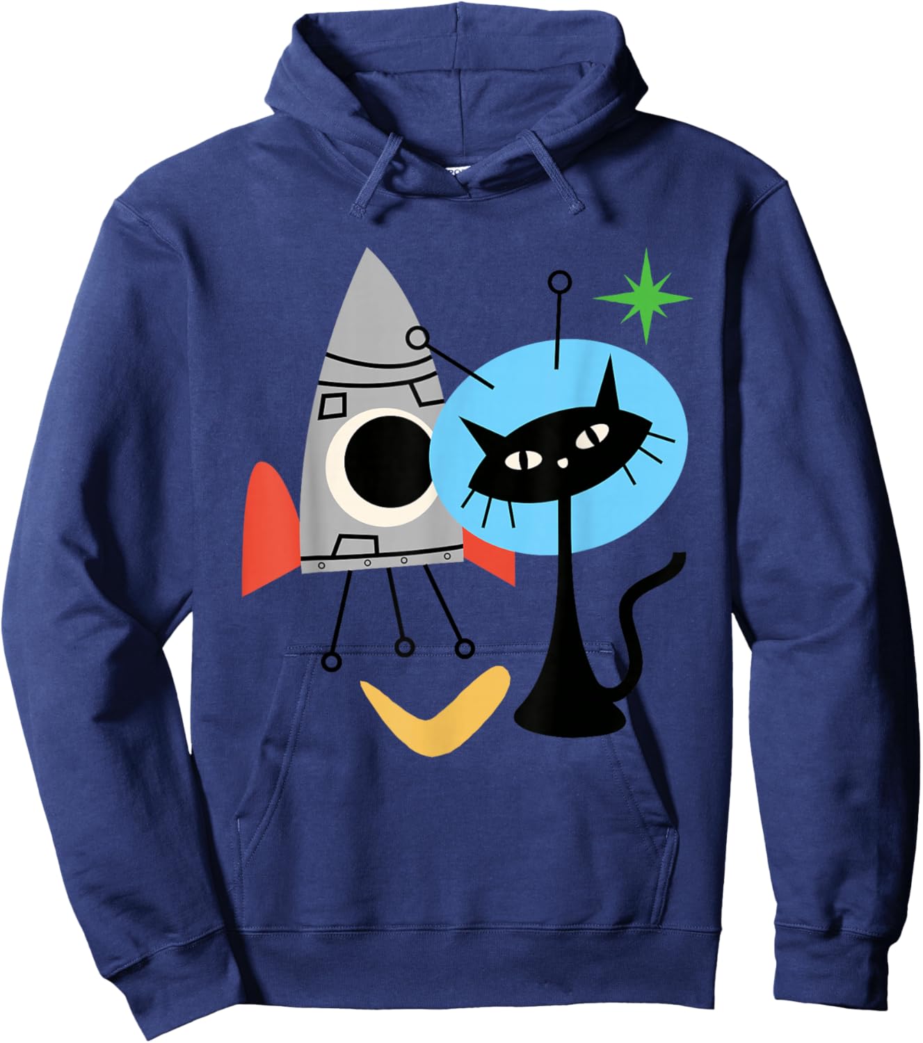 Cat Astronaut Space Retro Atomic Age Mid-Century Modern Hoodie - Hoodie | Navy