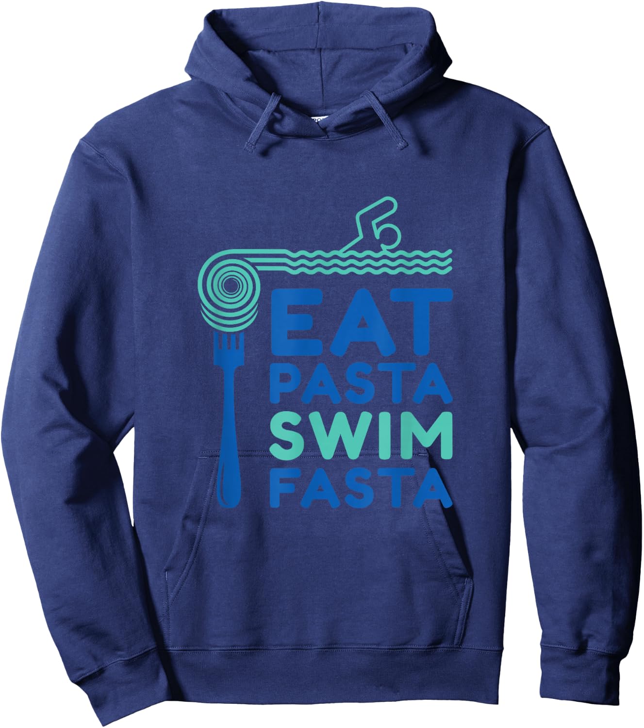Eat Pasta swim fasta fun design Hoodie - Hoodie | Navy
