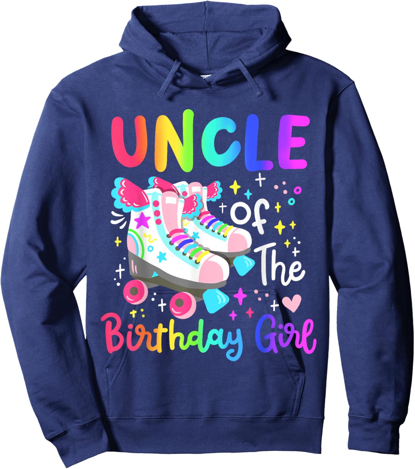 Uncle of the Birthday Girl Skater Roller Skate Family Party Hoodie - Hoodie | Navy
