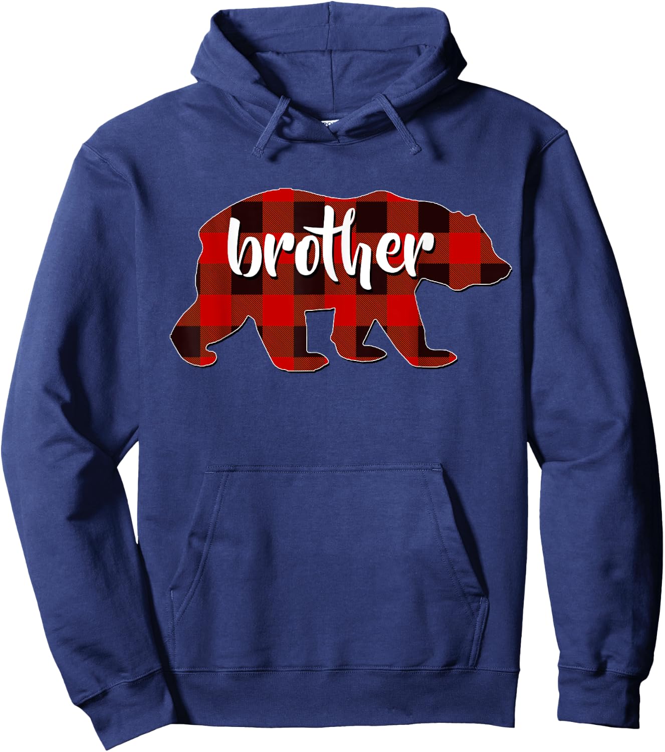 Red Plaid Brother Buffalo Matching Family Pyjamas Christmas Hoodie - Hoodie | Navy