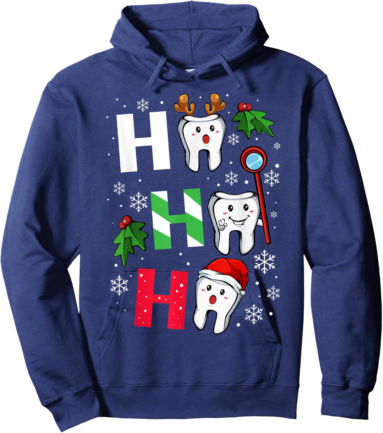 Dentist Christmas Ho Ho Ho Teeth Dental Student Merry Xmas Hoodie - Hoodie | Navy