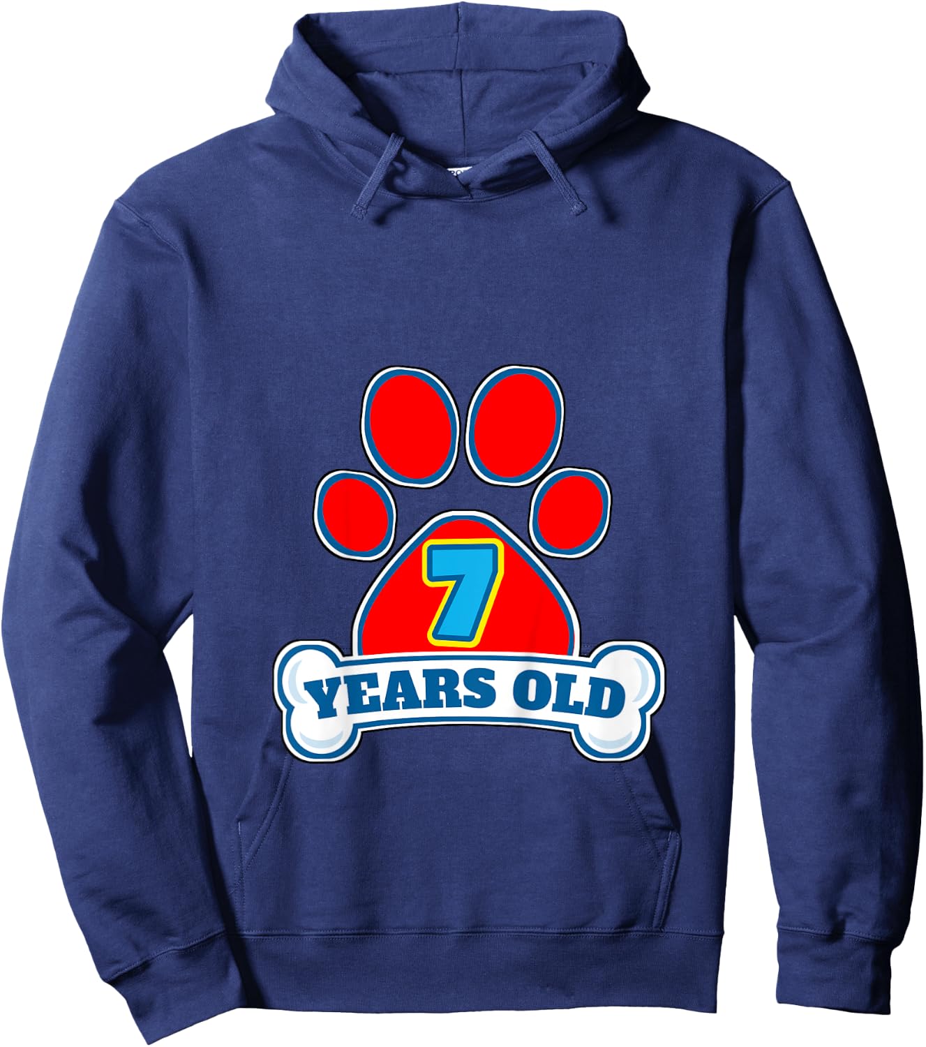 7 Year Old 7th Birthday Paw Themed Party Gift Boys Girls Hoodie - Hoodie | Navy