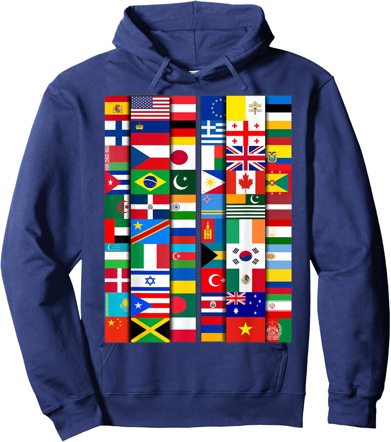 60 Flags of the Countries of the World, Global Unity Hoodie - Hoodie | Navy